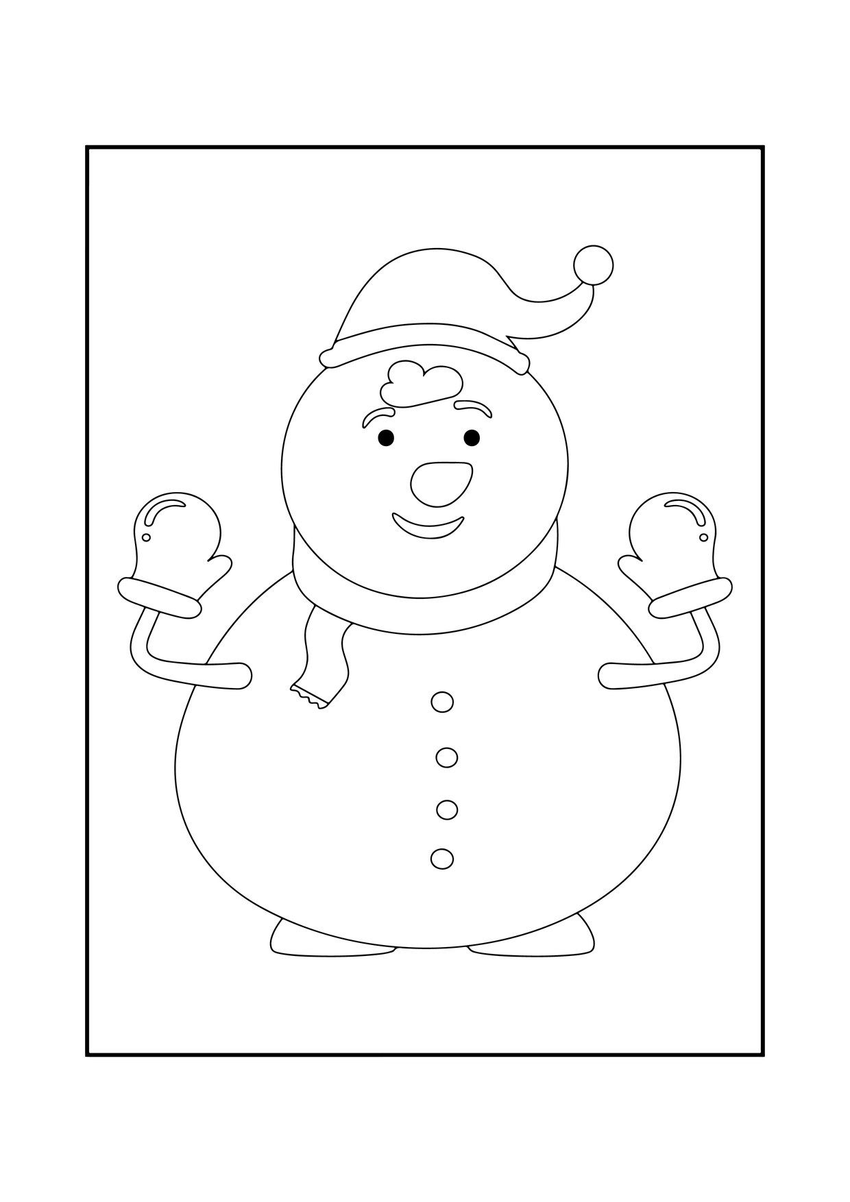 Coloriage bonhomme de neige bonnet souriant