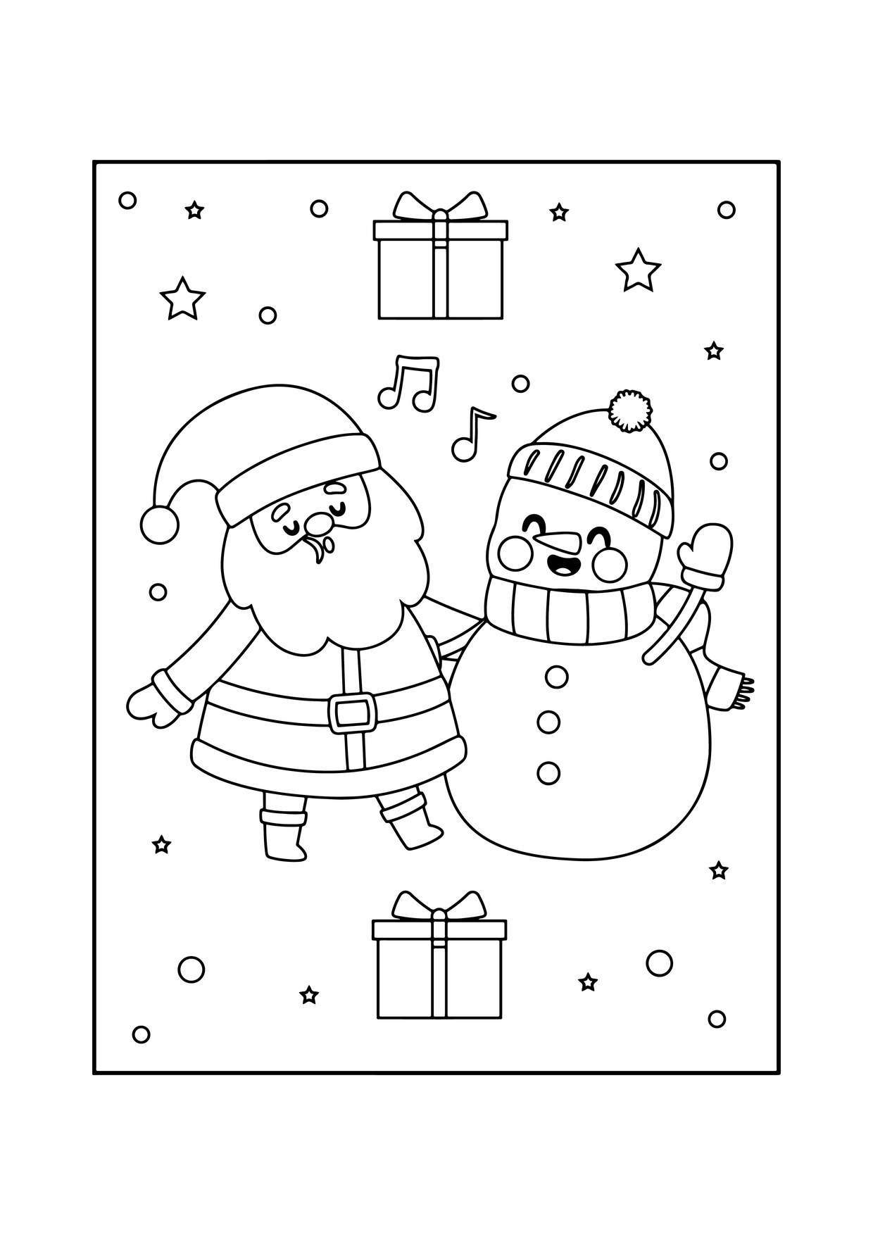 Coloriage bonhomme de neige bras leves