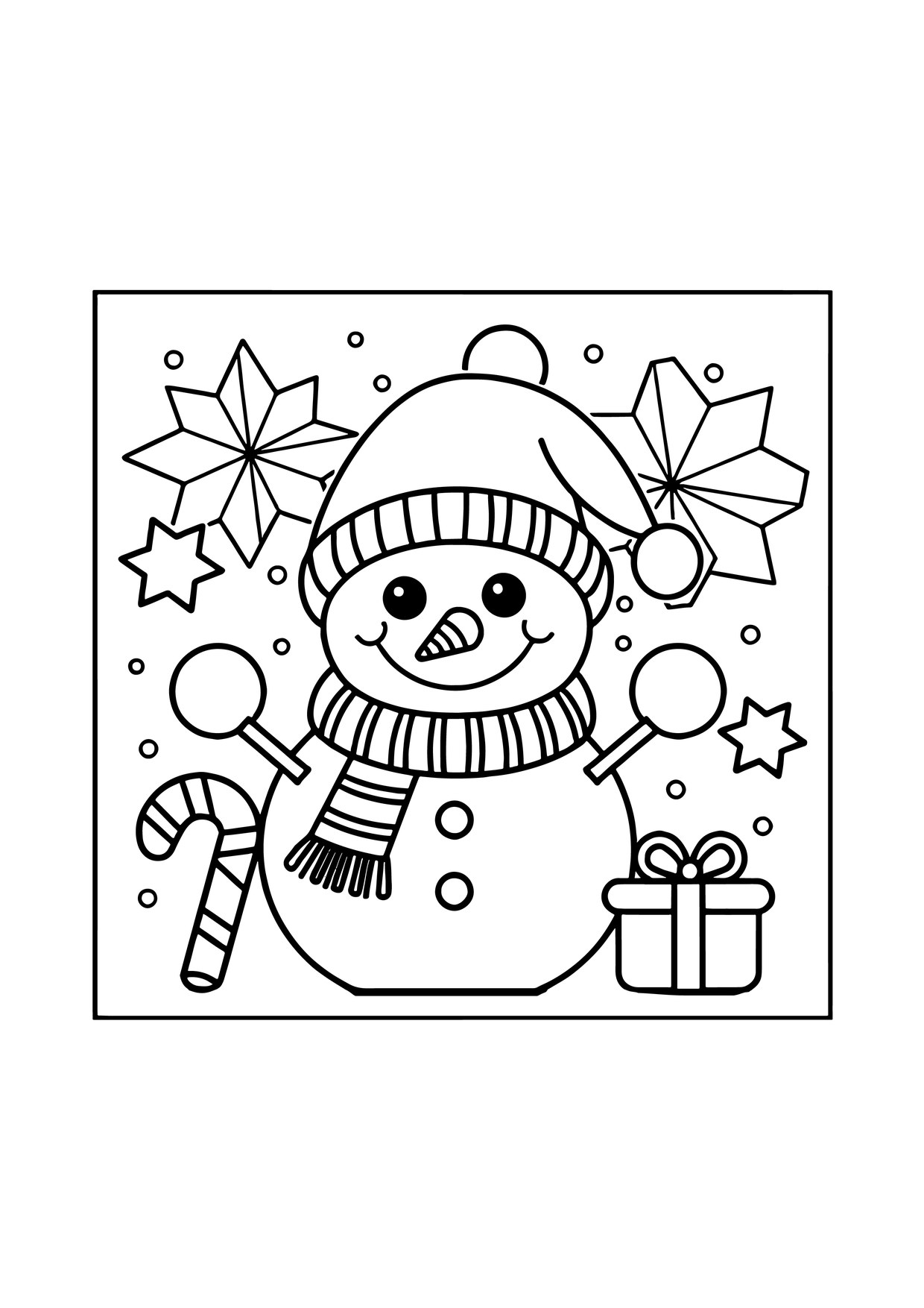 Coloriage bonhomme de neige cadeau