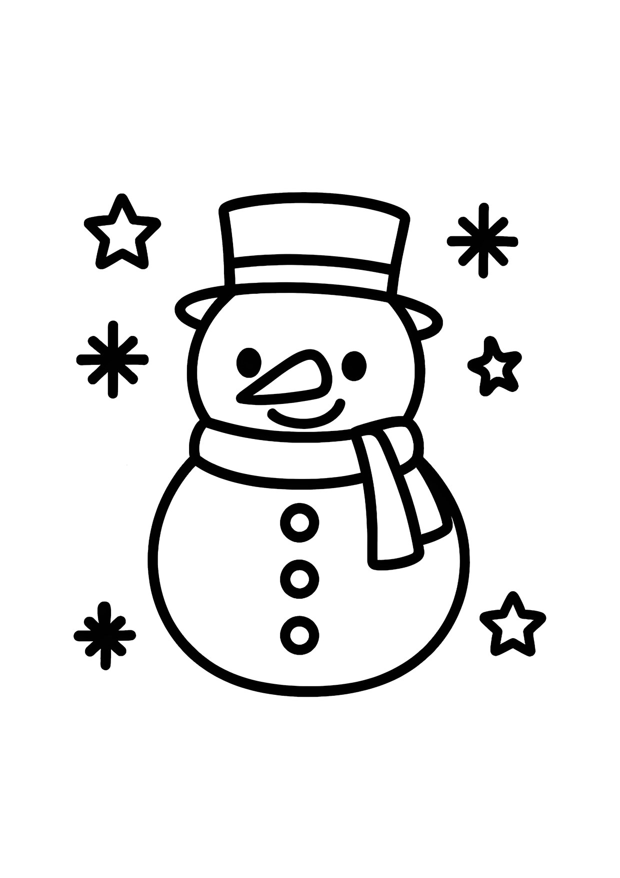 Coloriage bonhomme de neige chapeau haut forme 3
