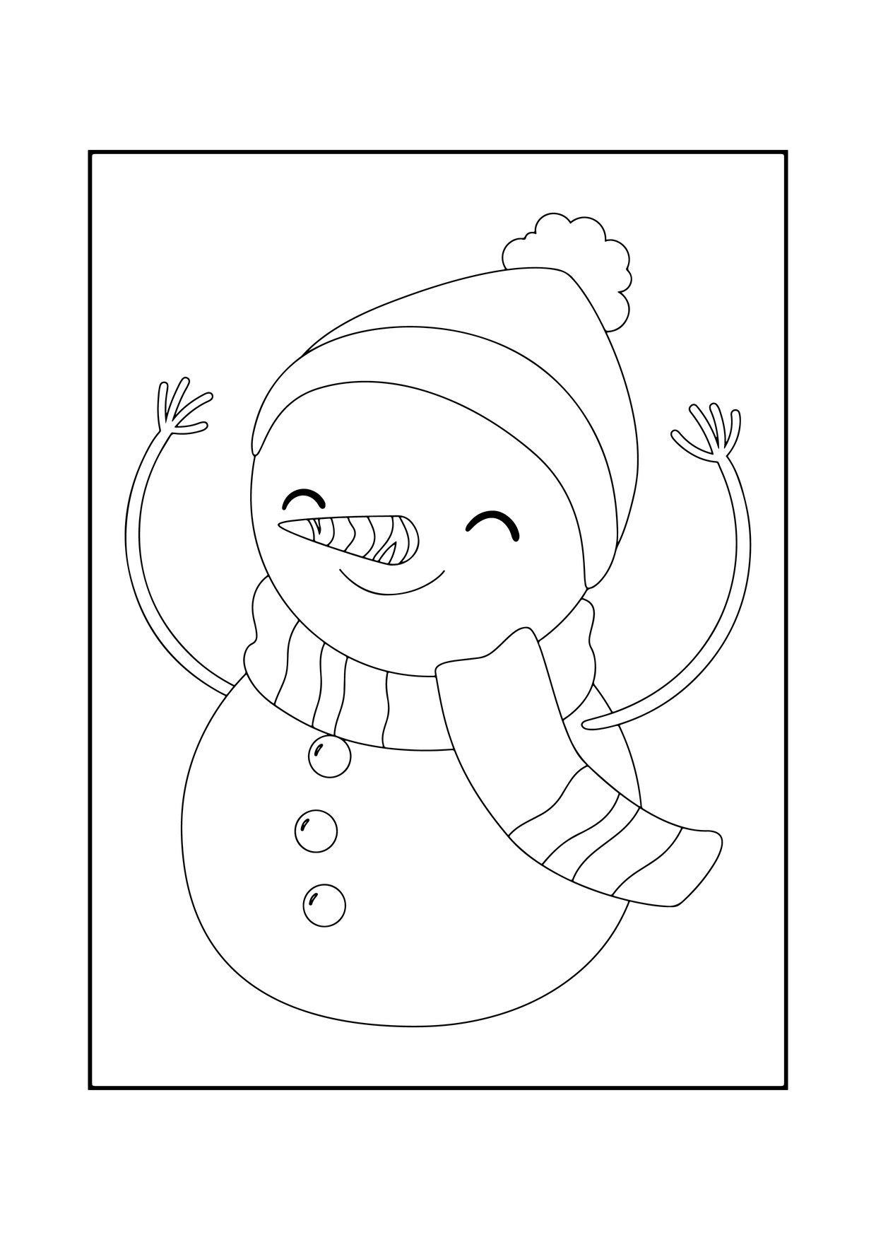 Coloriage bonhomme de neige saluant