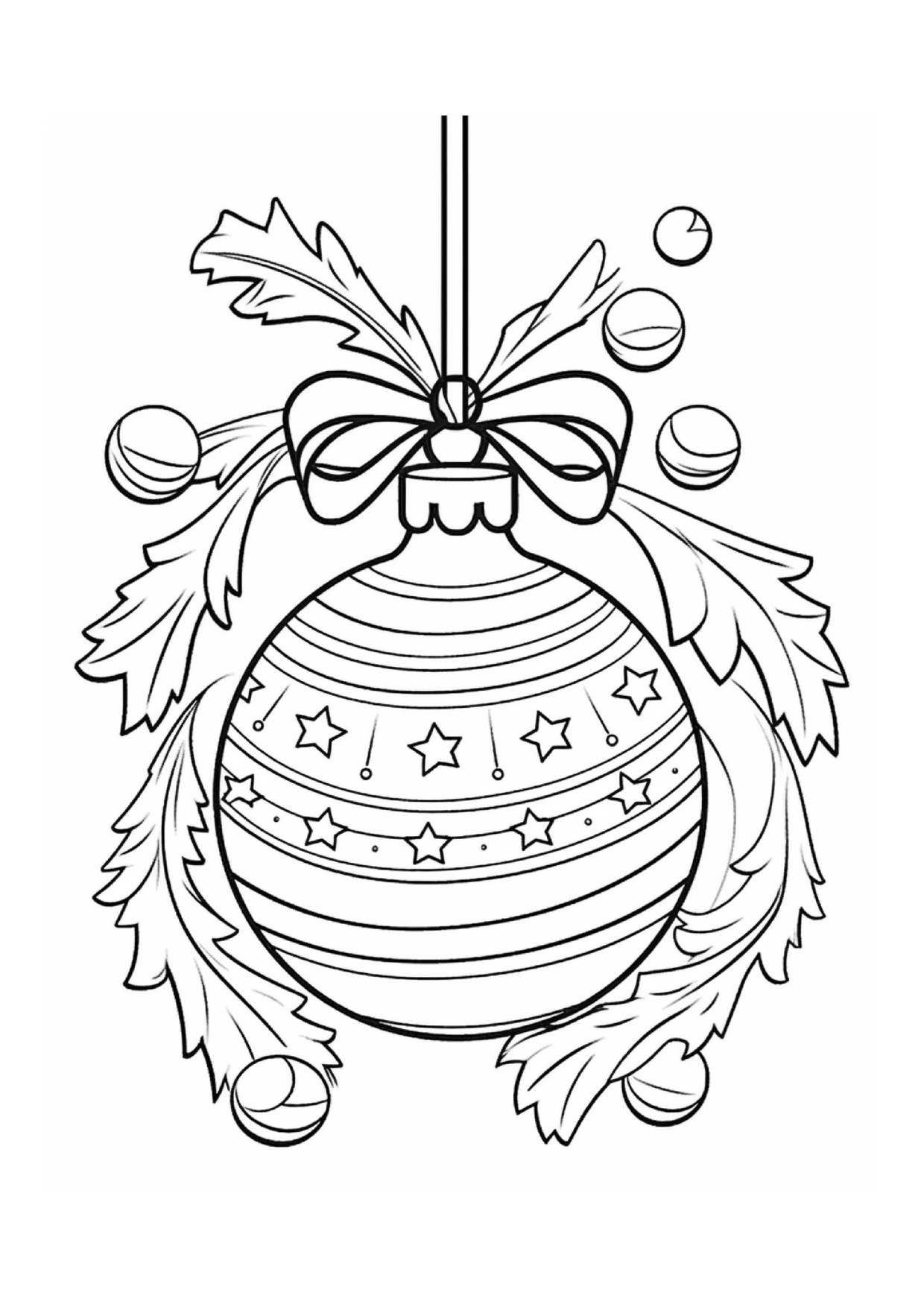 Coloriage boule de noel avec noeud