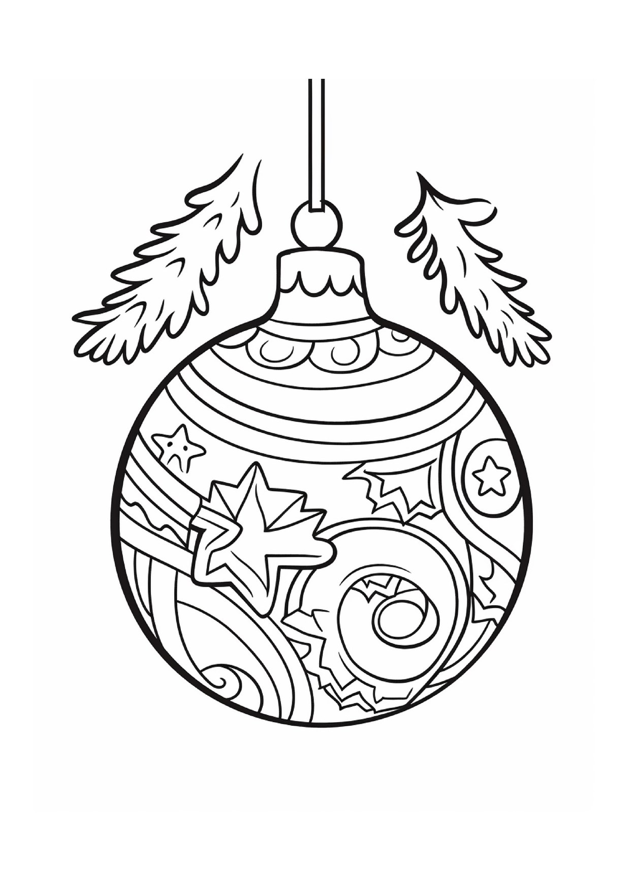 Coloriage boule de noel etoiles