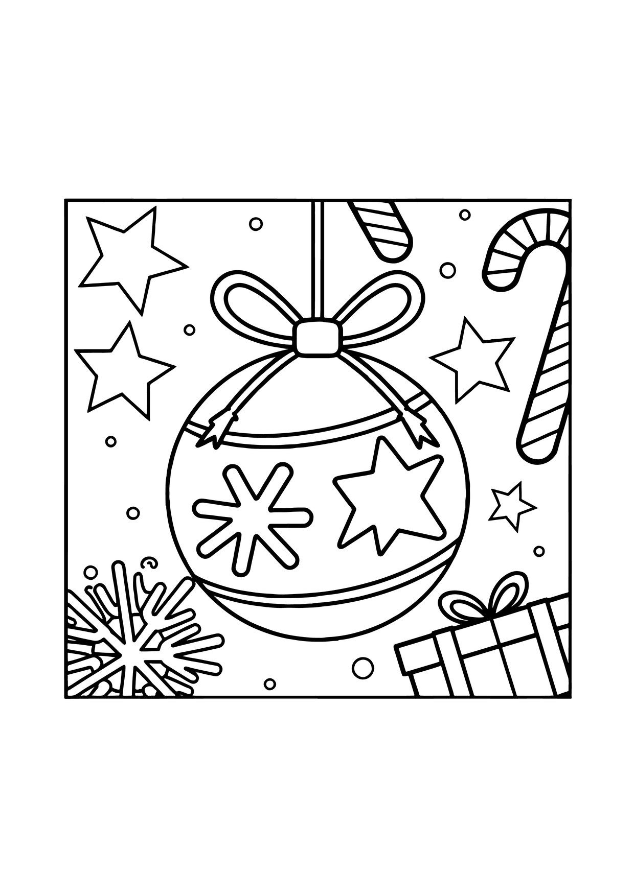 Coloriage boule flocon canne bonbon