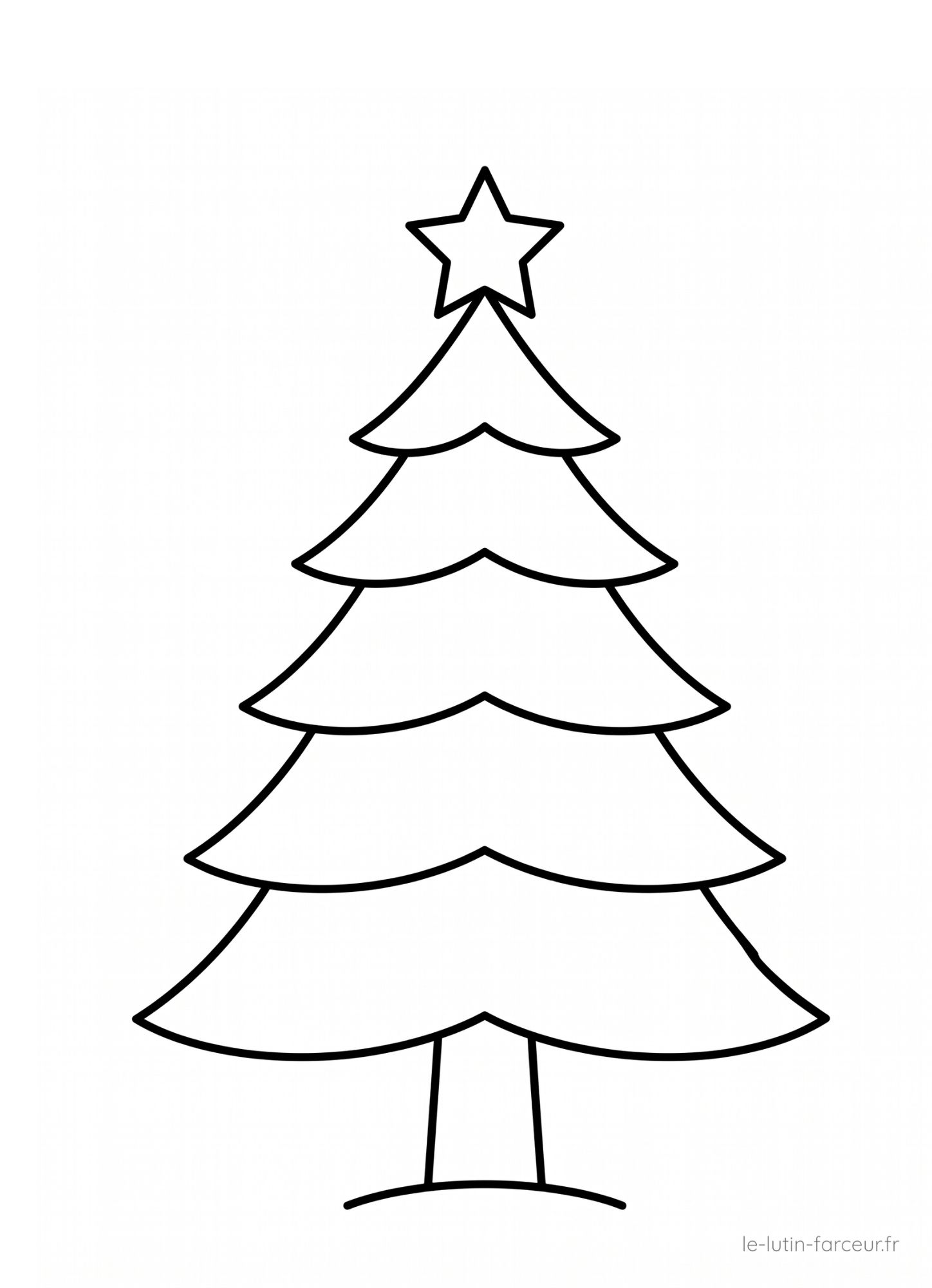 Coloriage de sapin de Noël épuré avec étoile pour enfants