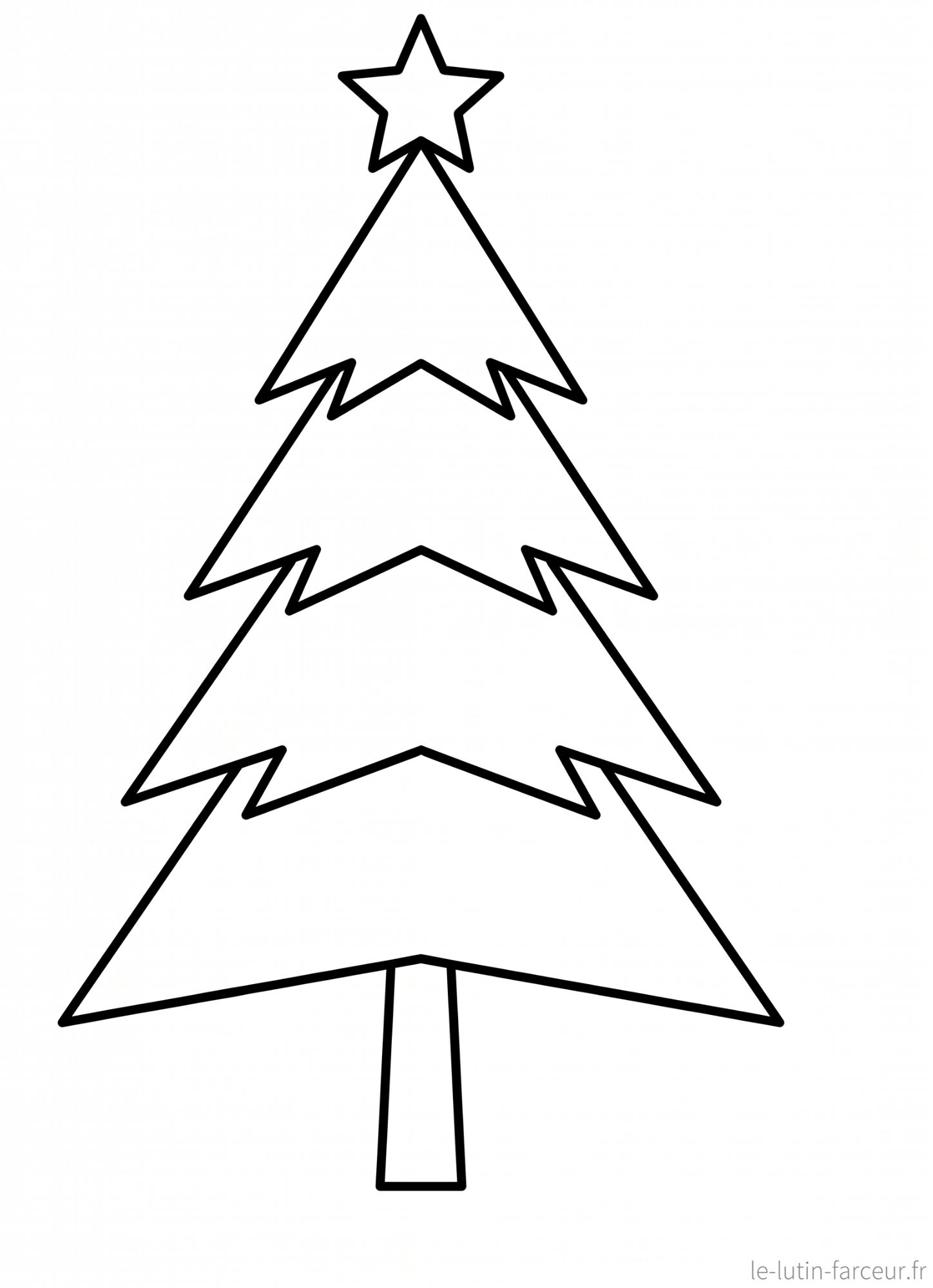 Coloriage de sapin de Noël simple avec étoile pour enfants