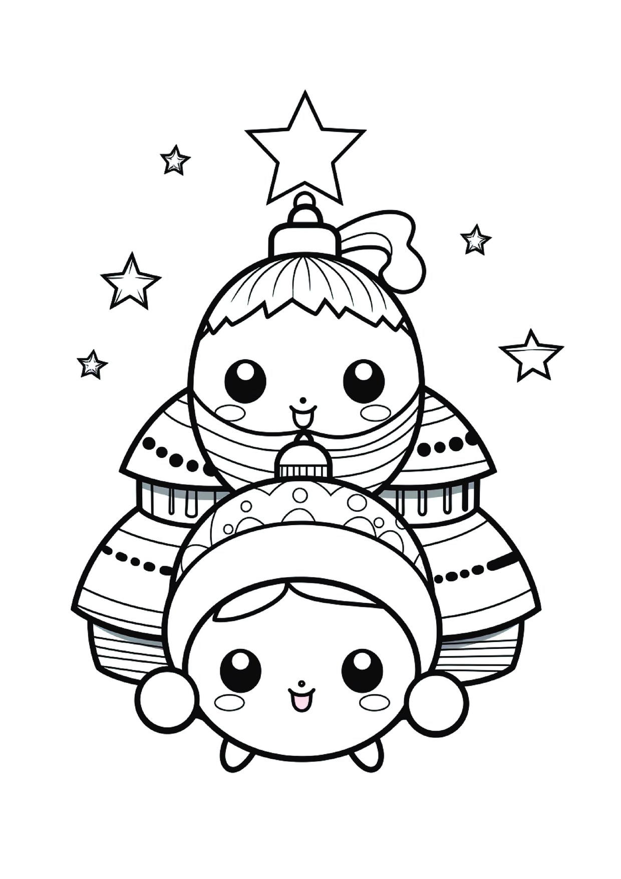 Coloriage deux boules noel visages