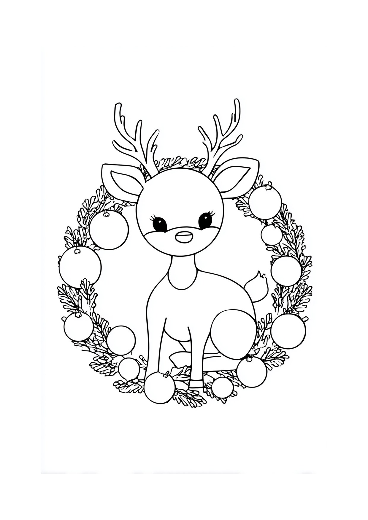 Coloriage faon couronne fleurs 4