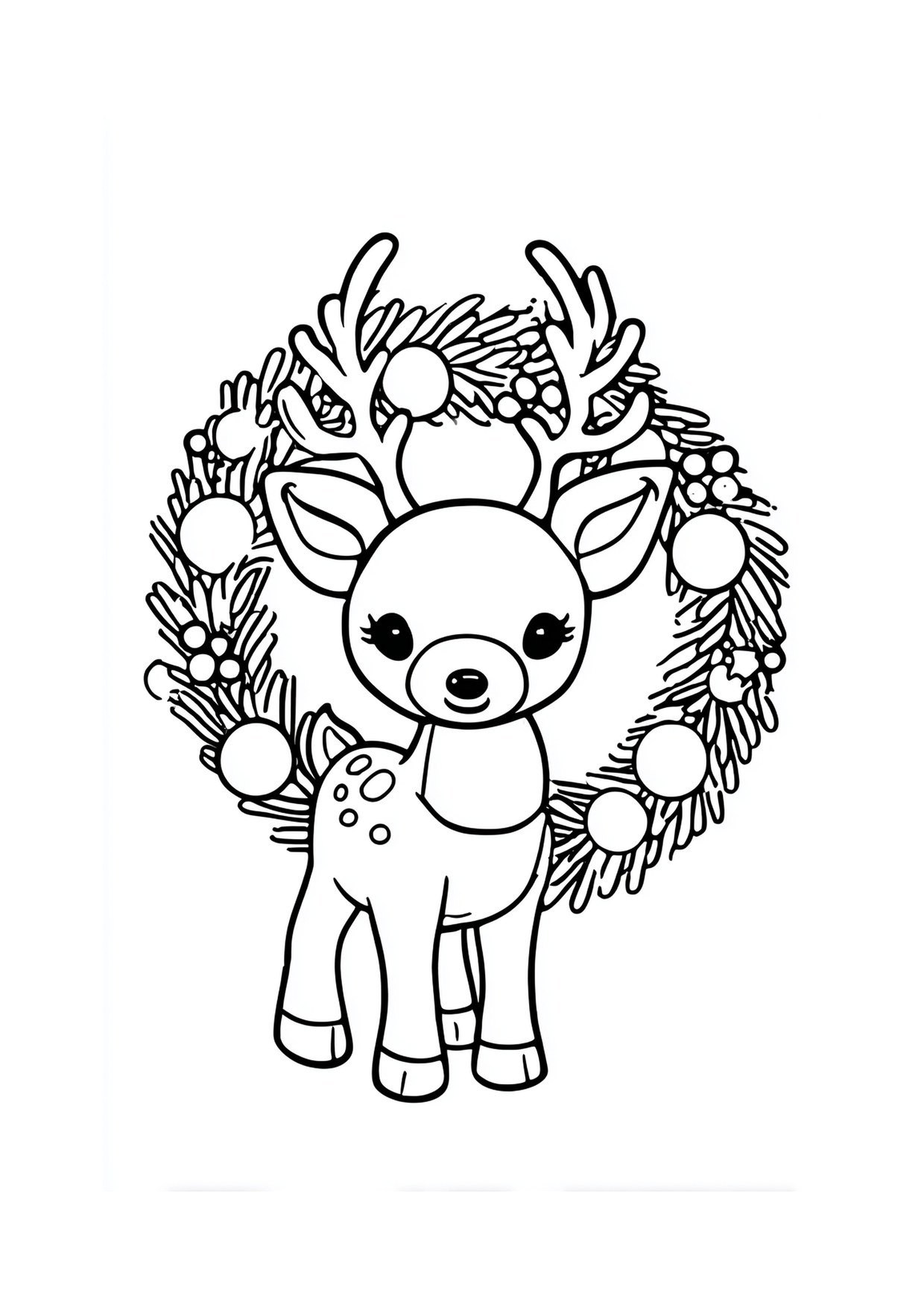Coloriage faon couronne fleurs 5