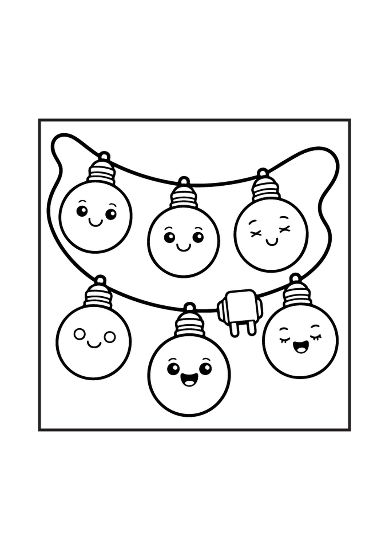 Coloriage guirlande boules de noel kawaii