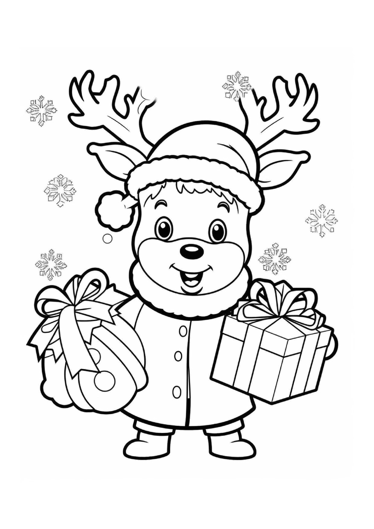 Coloriage renne kawaii cadeau