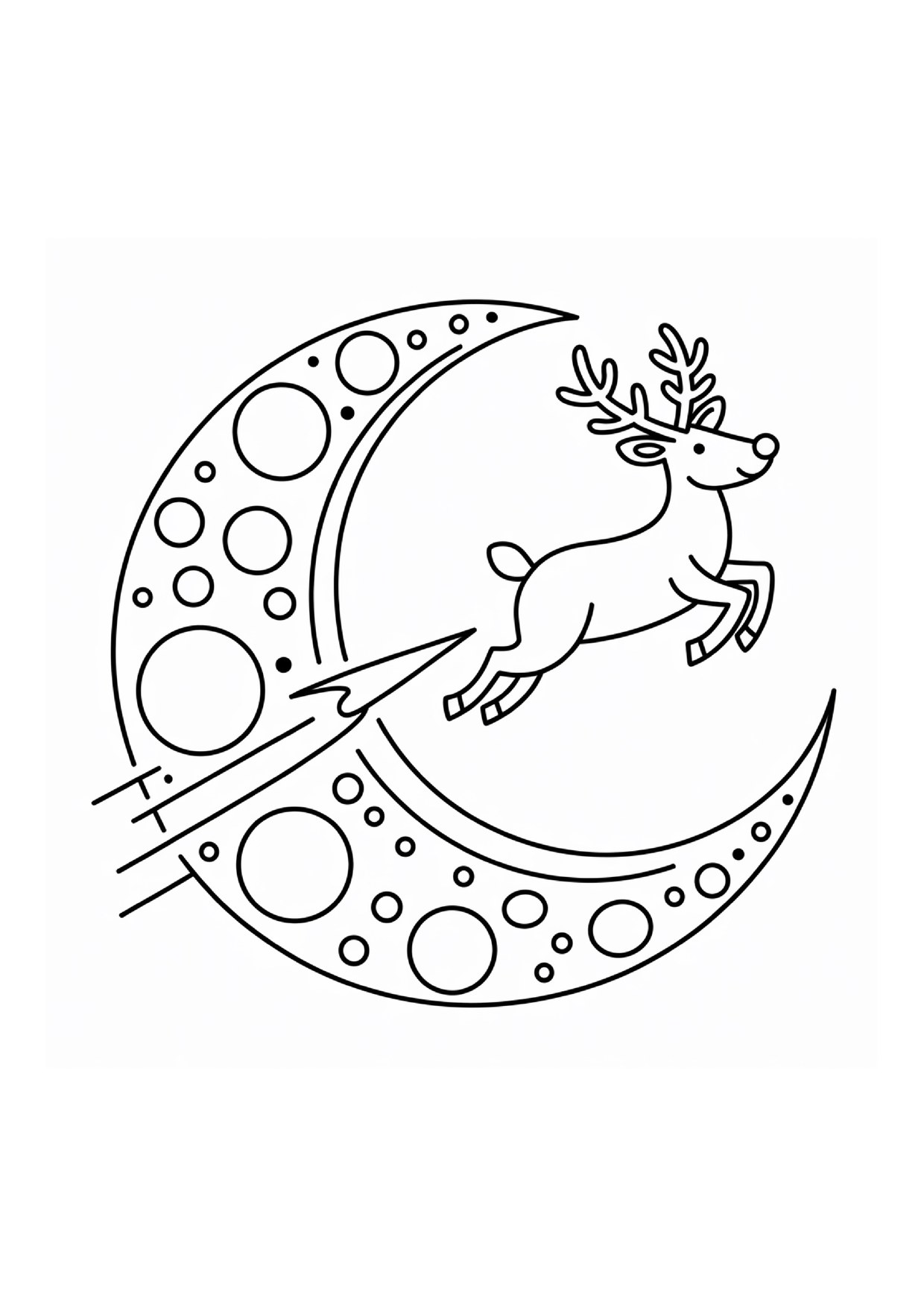 Coloriage renne lune etoiles