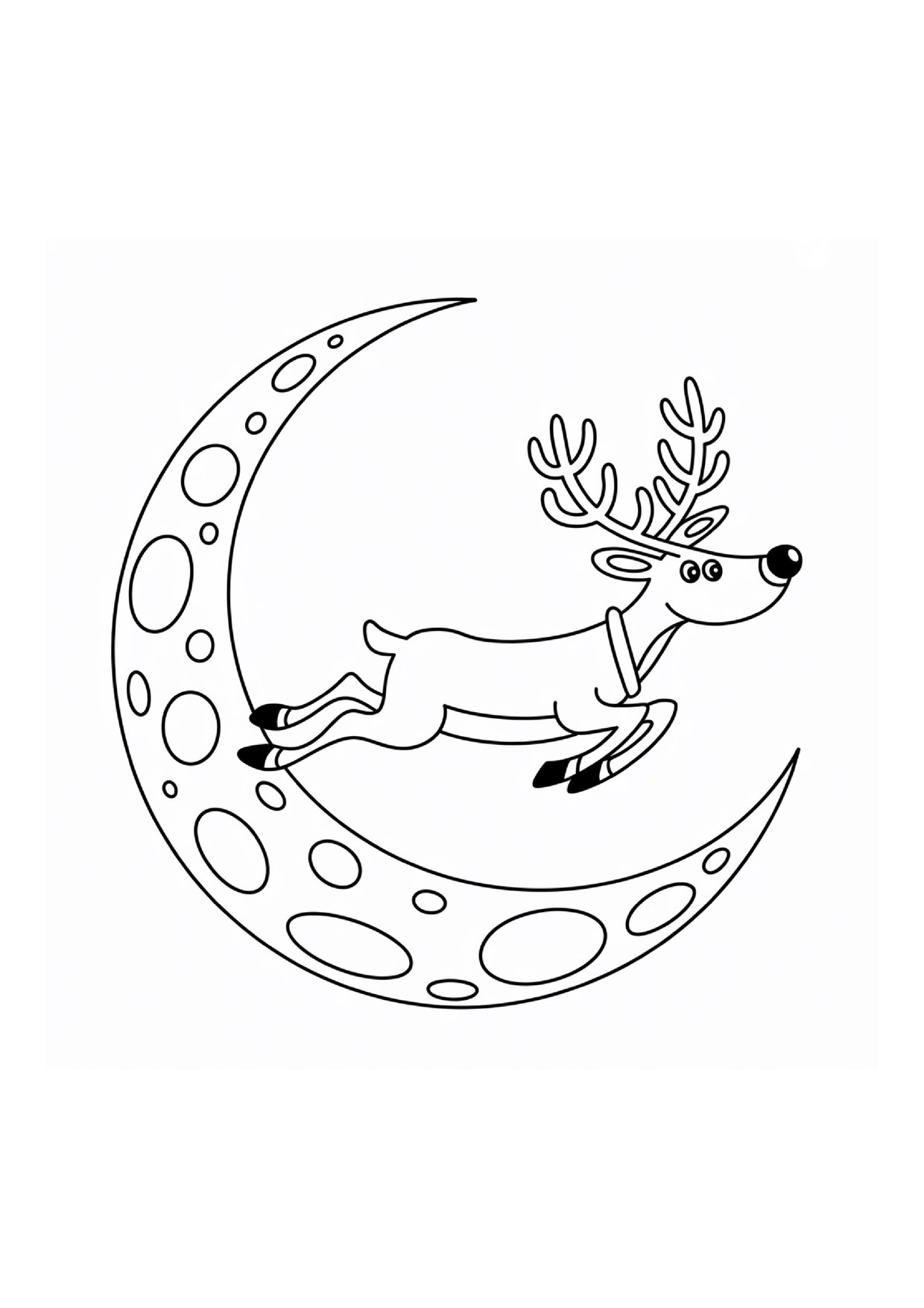Coloriage renne lune saute