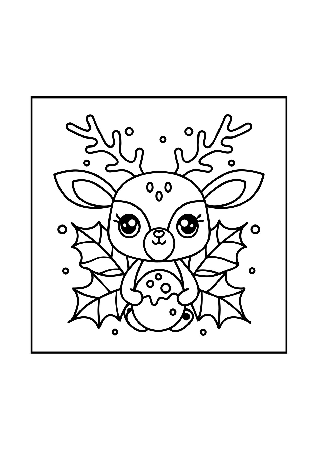 Coloriage rennes mignons houx